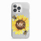 Monogrammed Sunflower with Little Bees iPhone 13 Pro TPU Impact Case with White Edges