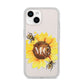 Monogrammed Sunflower with Little Bees iPhone 14 Clear Tough Case Starlight