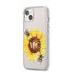 Monogrammed Sunflower with Little Bees iPhone 14 Plus Clear Tough Case Starlight Angled Image