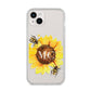Monogrammed Sunflower with Little Bees iPhone 14 Plus Clear Tough Case Starlight