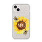 Monogrammed Sunflower with Little Bees iPhone 14 Plus Glitter Tough Case Starlight