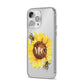 Monogrammed Sunflower with Little Bees iPhone 14 Pro Max Clear Tough Case Silver Angled Image