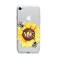 Monogrammed Sunflower with Little Bees iPhone 7 Bumper Case on Silver iPhone