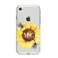 Monogrammed Sunflower with Little Bees iPhone 8 Bumper Case on Silver iPhone