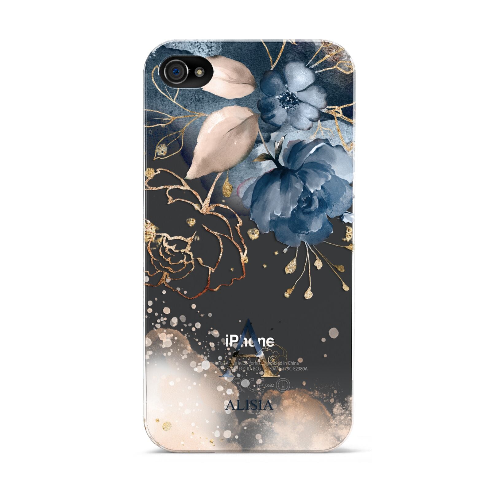 Monogrammed Watercolour Flower Elements Apple iPhone 4s Case