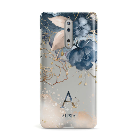 Monogrammed Watercolour Flower Elements Nokia Case