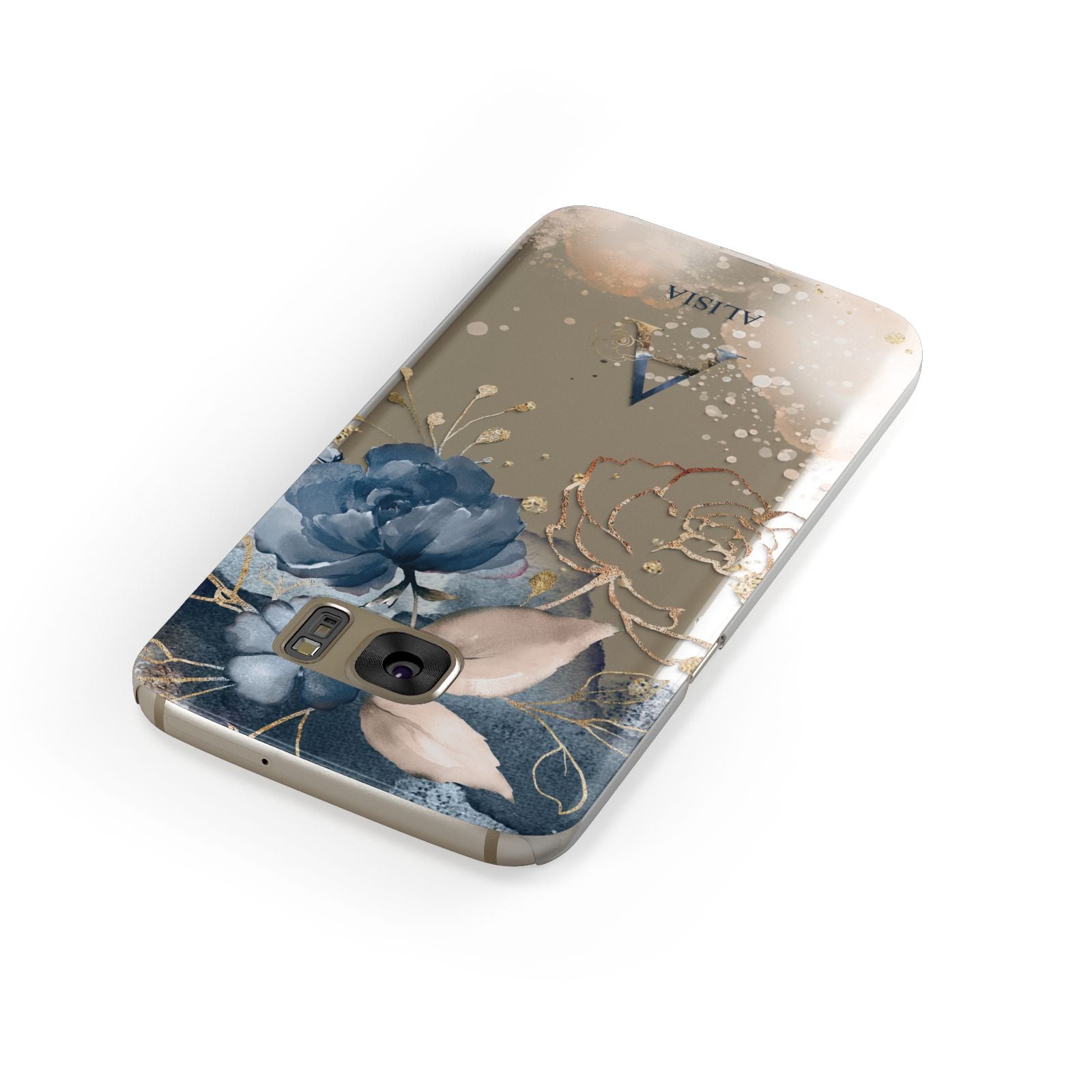 Monogrammed Watercolour Flower Elements Samsung Galaxy Case Front Close Up