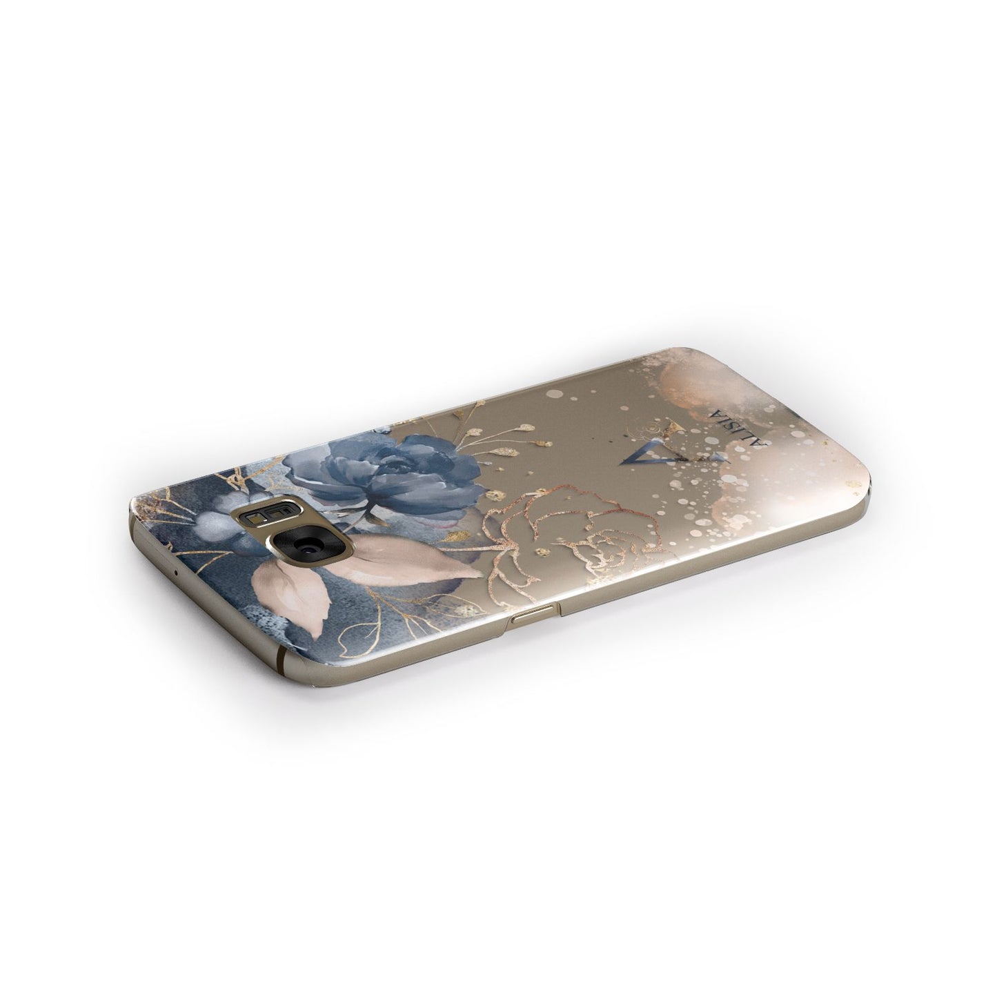Monogrammed Watercolour Flower Elements Samsung Galaxy Case Side Close Up