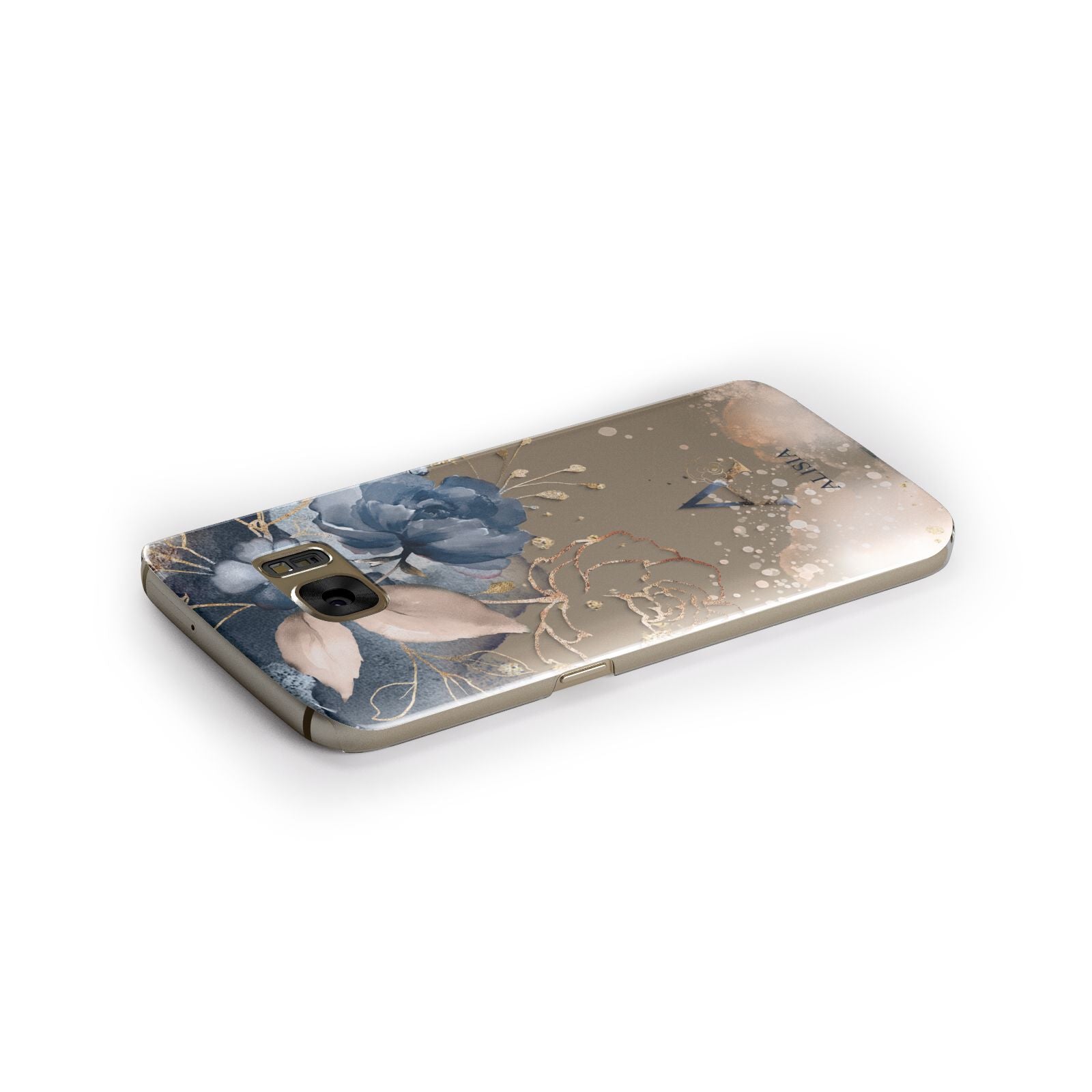 Monogrammed Watercolour Flower Elements Samsung Galaxy Case Side Close Up