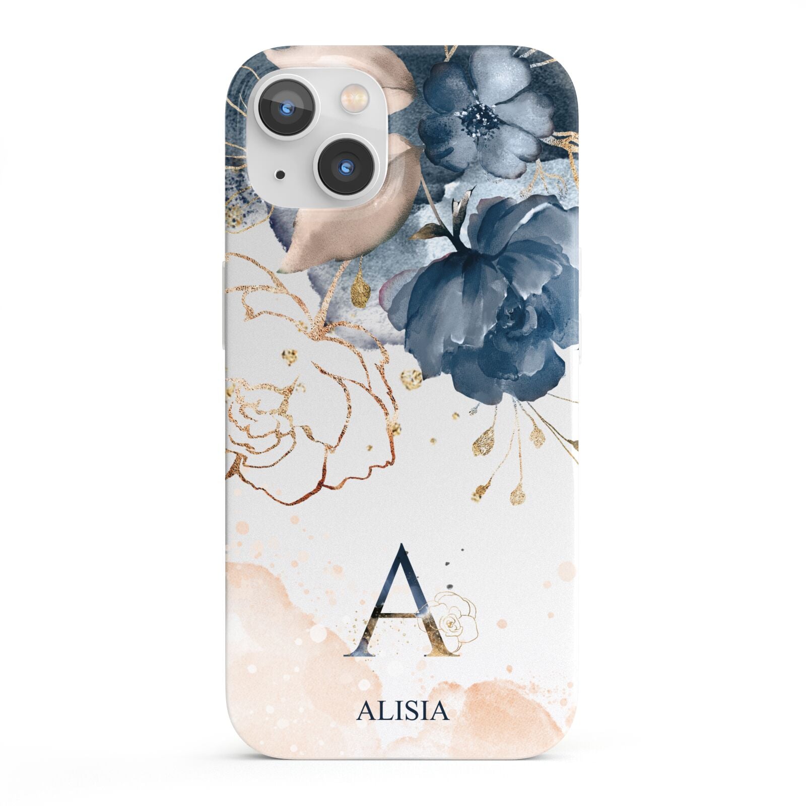 Monogrammed Watercolour Flower Elements iPhone 13 Full Wrap 3D Snap Case