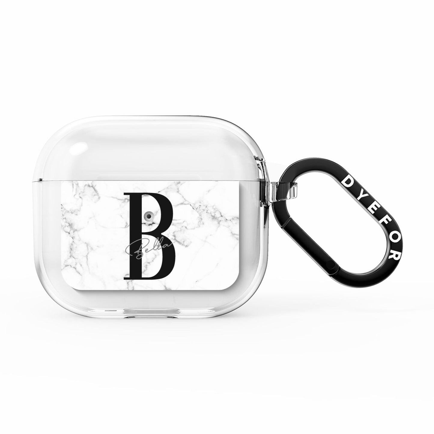 Monogrammed White Marble AirPods Clear Case 3rd Gen