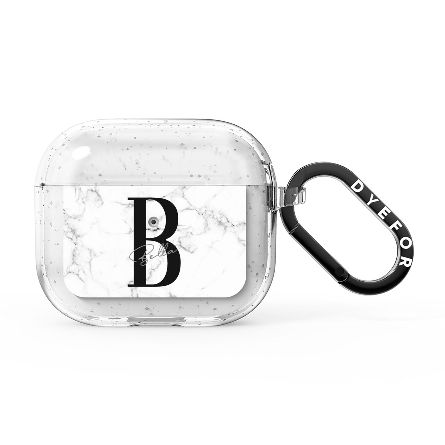 Monogrammed White Marble AirPods Glitter Case 3rd Gen