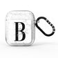 Monogrammed White Marble AirPods Glitter Case