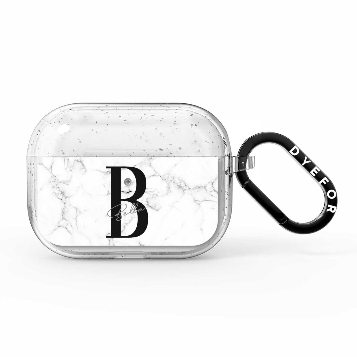 Monogrammed White Marble AirPods Pro Glitter Case