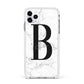 Monogrammed White Marble Apple iPhone 11 Pro Max in Silver with White Impact Case