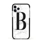 Monogrammed White Marble Apple iPhone 11 Pro in Silver with Black Impact Case