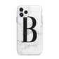 Monogrammed White Marble Apple iPhone 11 Pro in Silver with Bumper Case