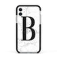 Monogrammed White Marble Apple iPhone 11 in White with Black Impact Case