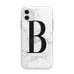 Monogrammed White Marble Apple iPhone 11 in White with Bumper Case