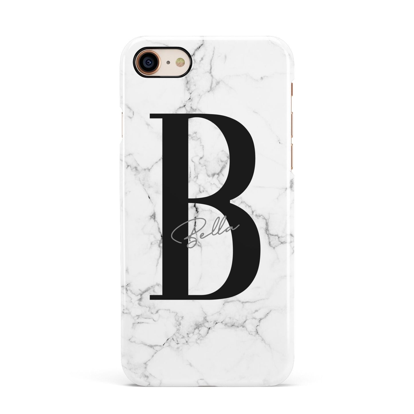 Monogrammed White Marble Apple iPhone 7 8 3D Snap Case