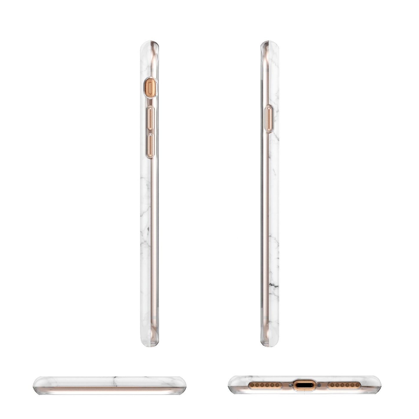 Monogrammed White Marble Apple iPhone 7 8 3D Wrap Tough Case Alternative Image Angles