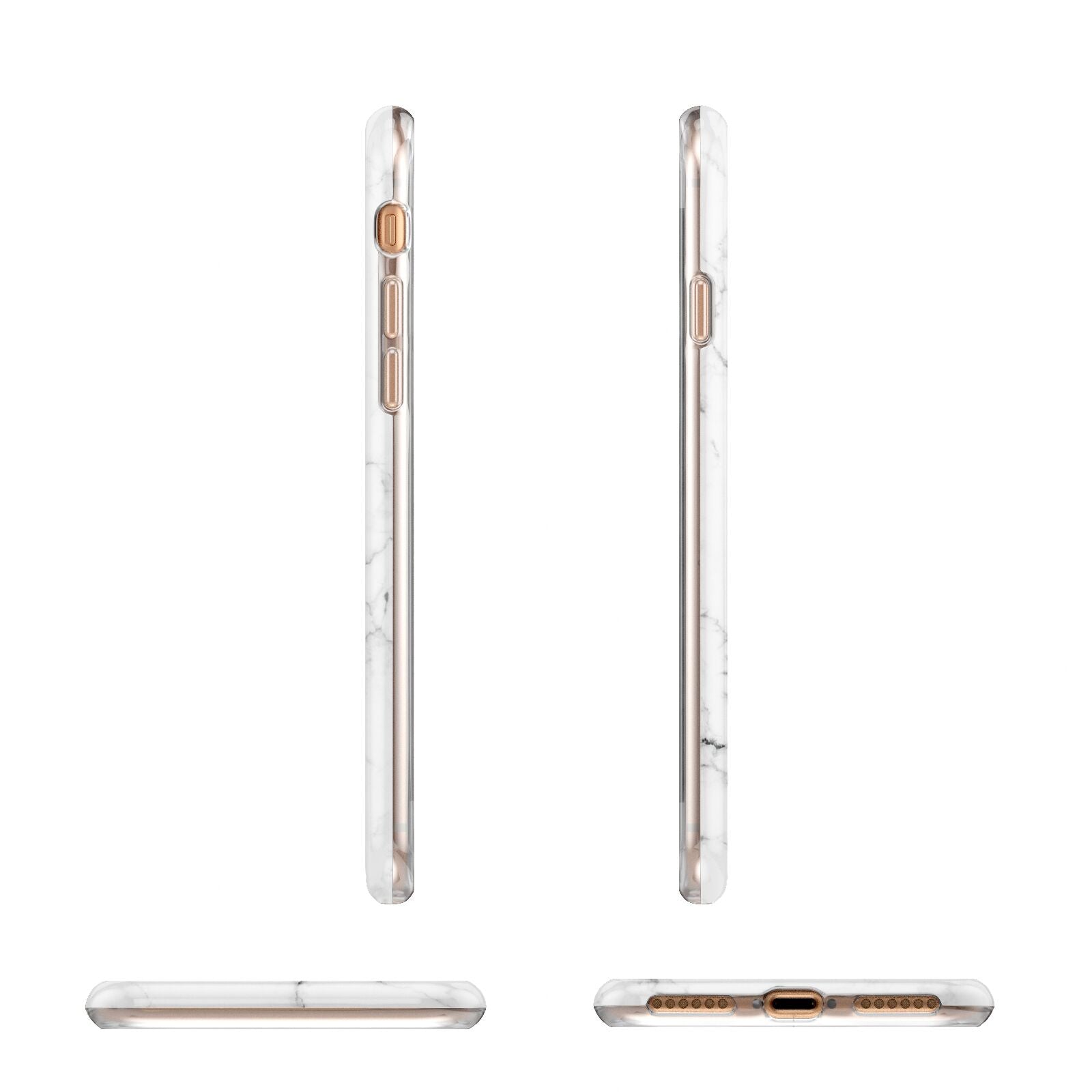 Monogrammed White Marble Apple iPhone 7 8 3D Wrap Tough Case Alternative Image Angles