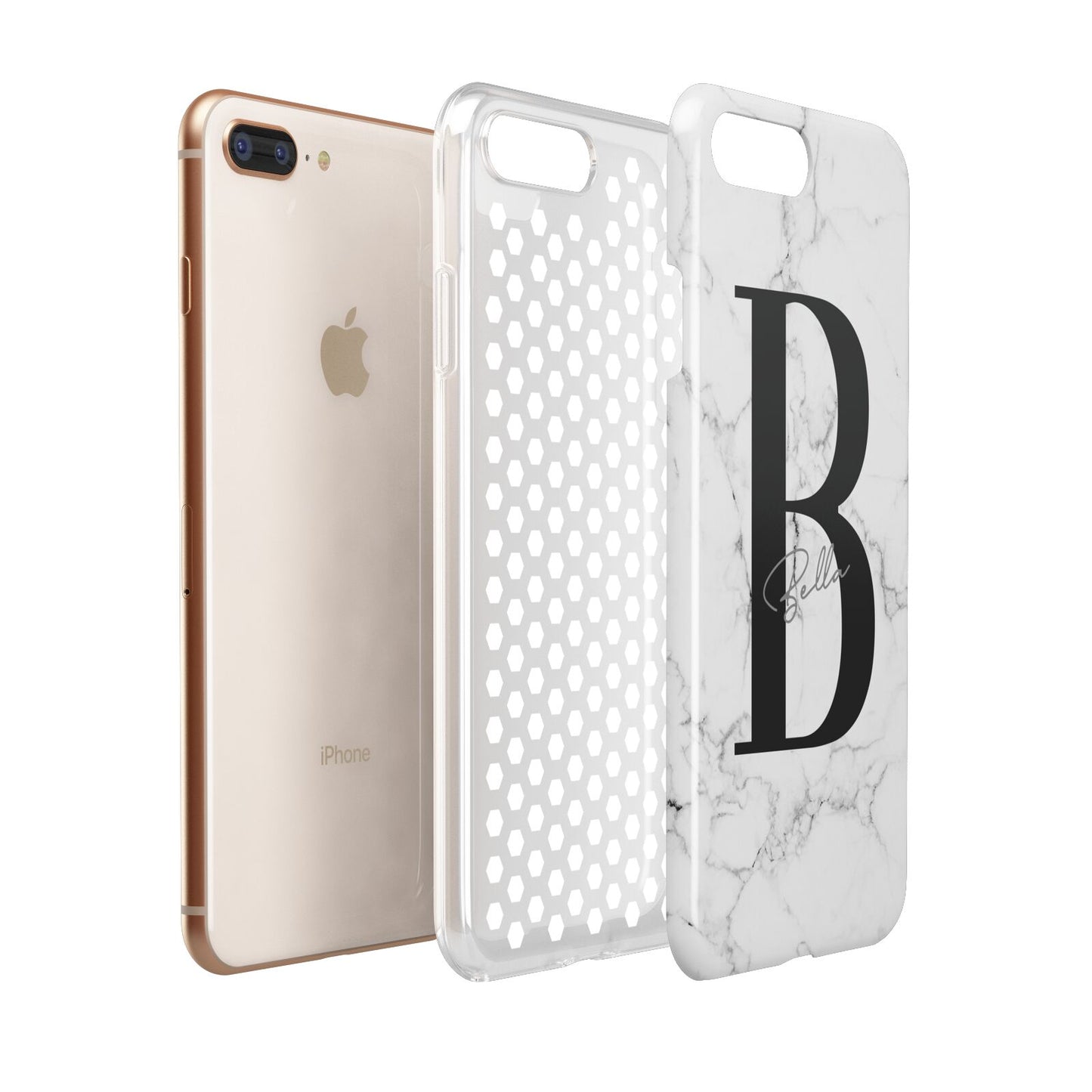 Monogrammed White Marble Apple iPhone 7 8 Plus 3D Tough Case Expanded View