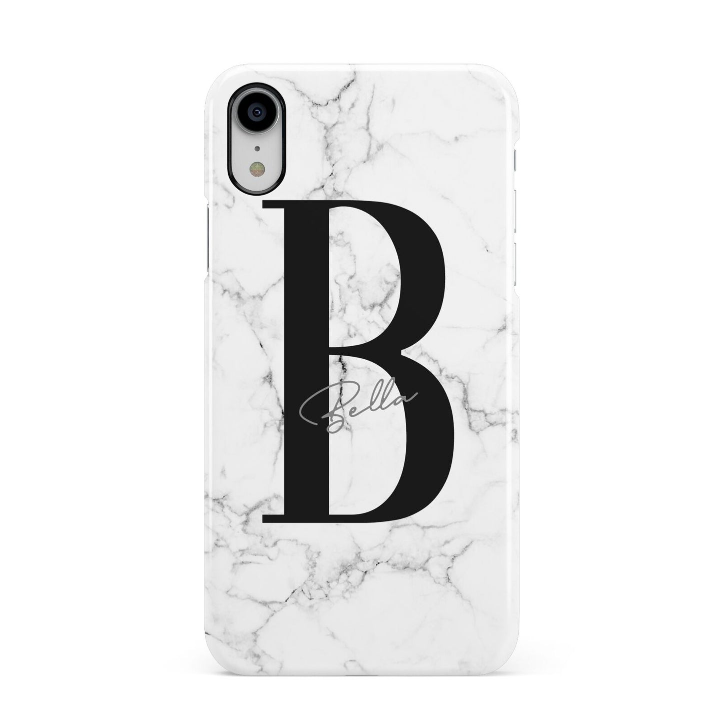 Monogrammed White Marble Apple iPhone XR White 3D Snap Case