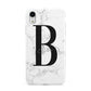 Monogrammed White Marble Apple iPhone XR White 3D Tough Case