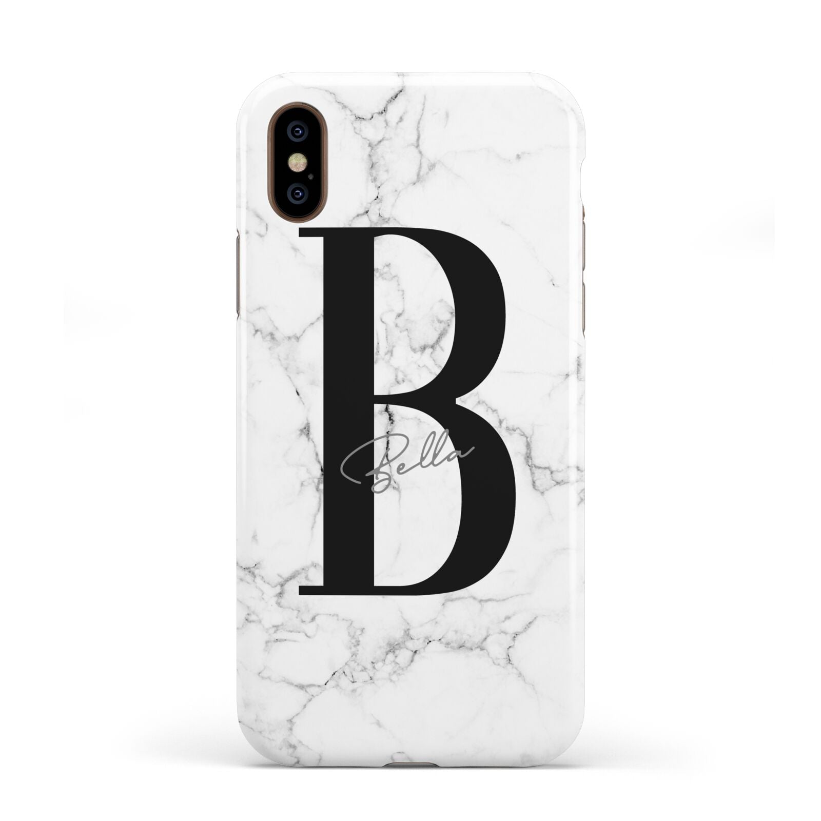 Monogrammed White Marble Apple iPhone XS 3D Tough