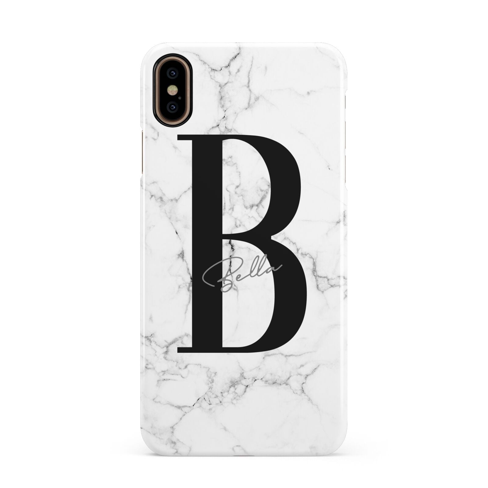 Monogrammed White Marble Apple iPhone Xs Max 3D Snap Case