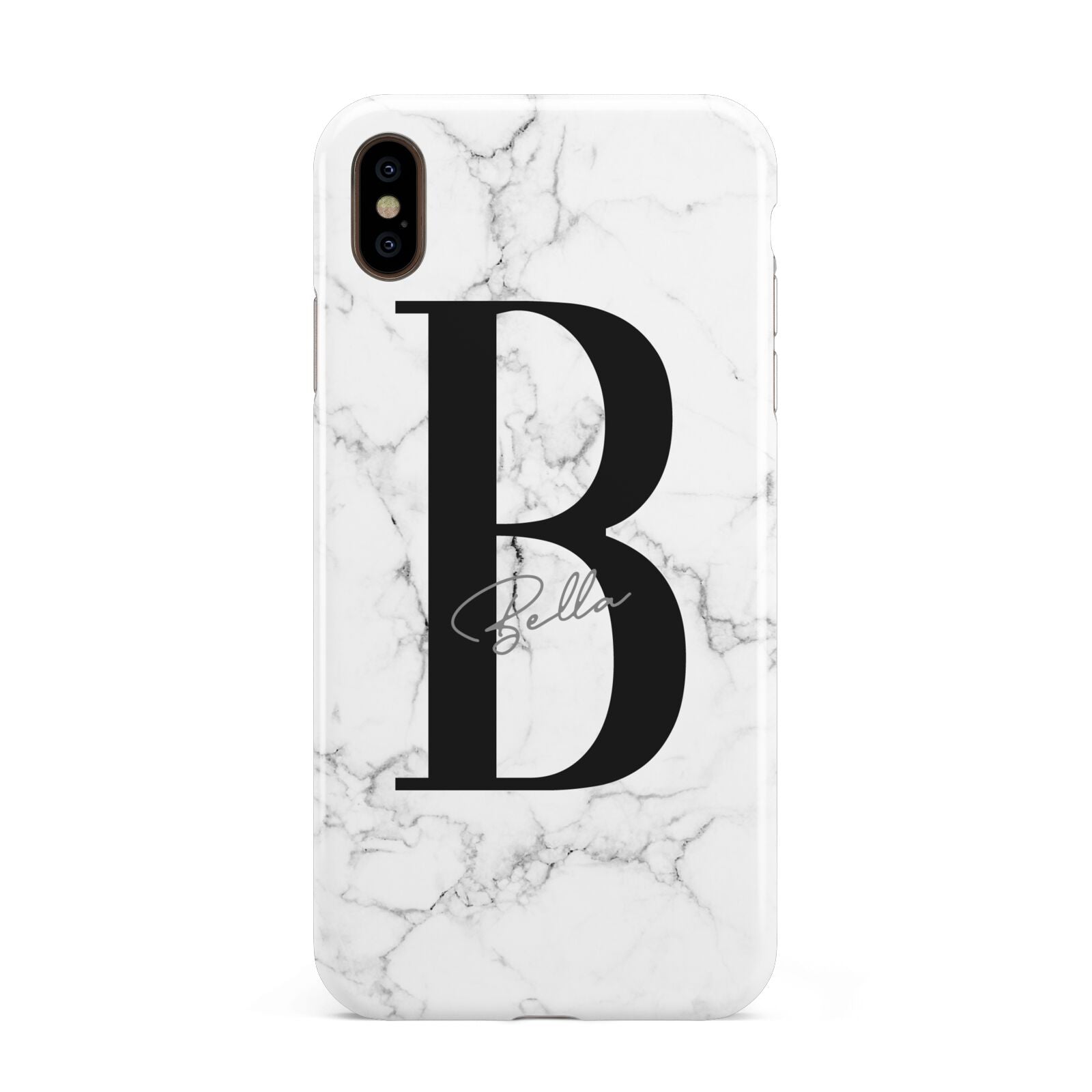 Monogrammed White Marble Apple iPhone Xs Max 3D Tough Case