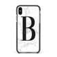 Monogrammed White Marble Apple iPhone Xs Max Impact Case Black Edge on Black Phone