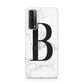 Monogrammed White Marble Huawei P Smart 2021