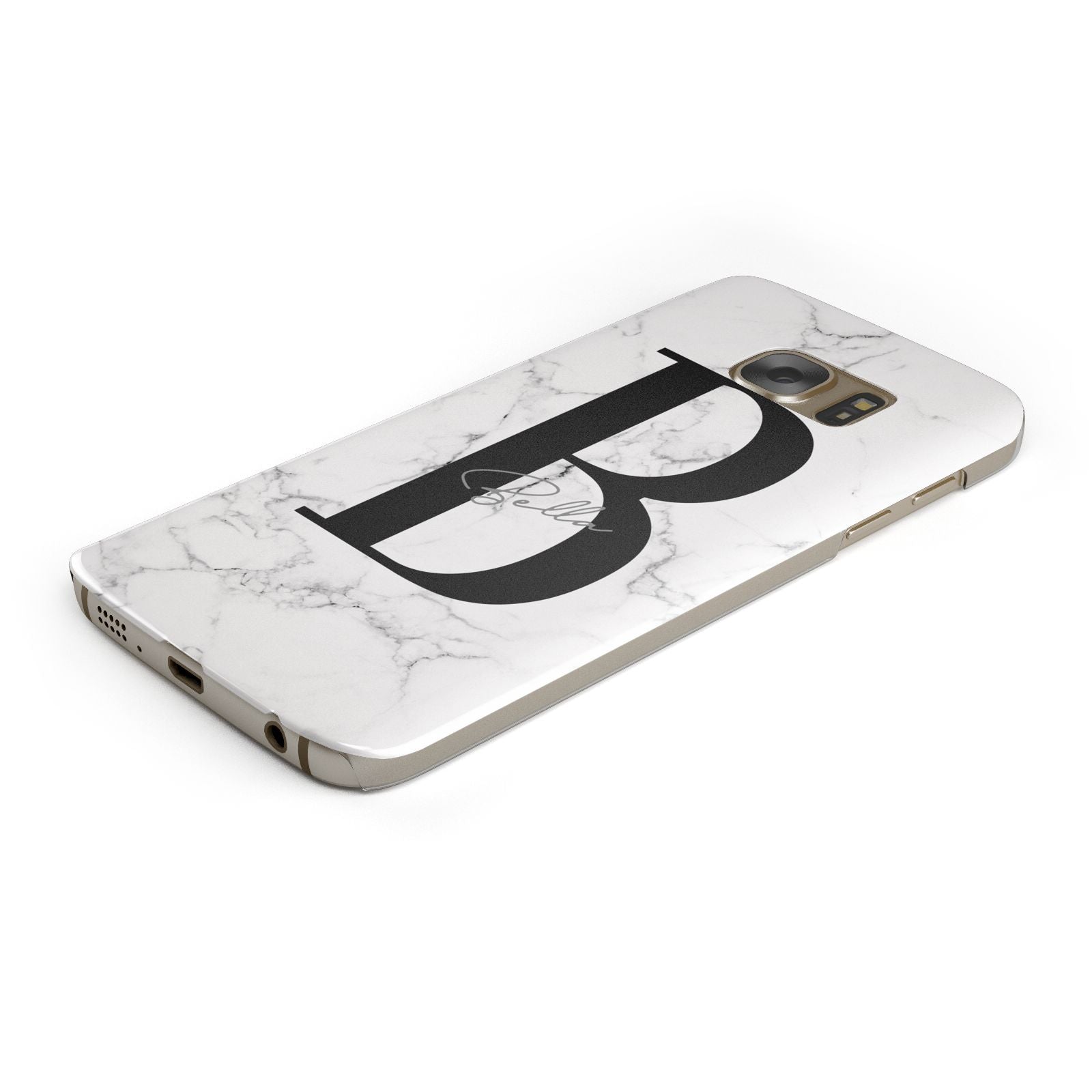 Monogrammed White Marble Samsung Galaxy Case Bottom Cutout
