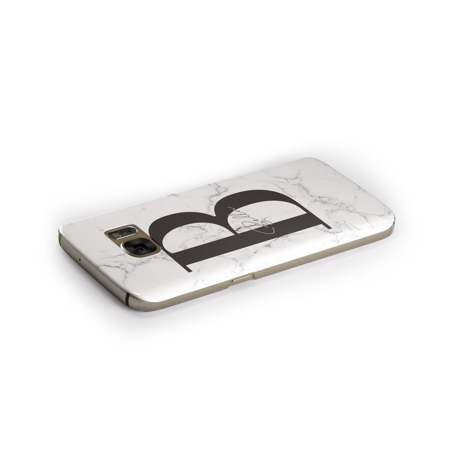 Monogrammed White Marble Samsung Galaxy Case Side Close Up