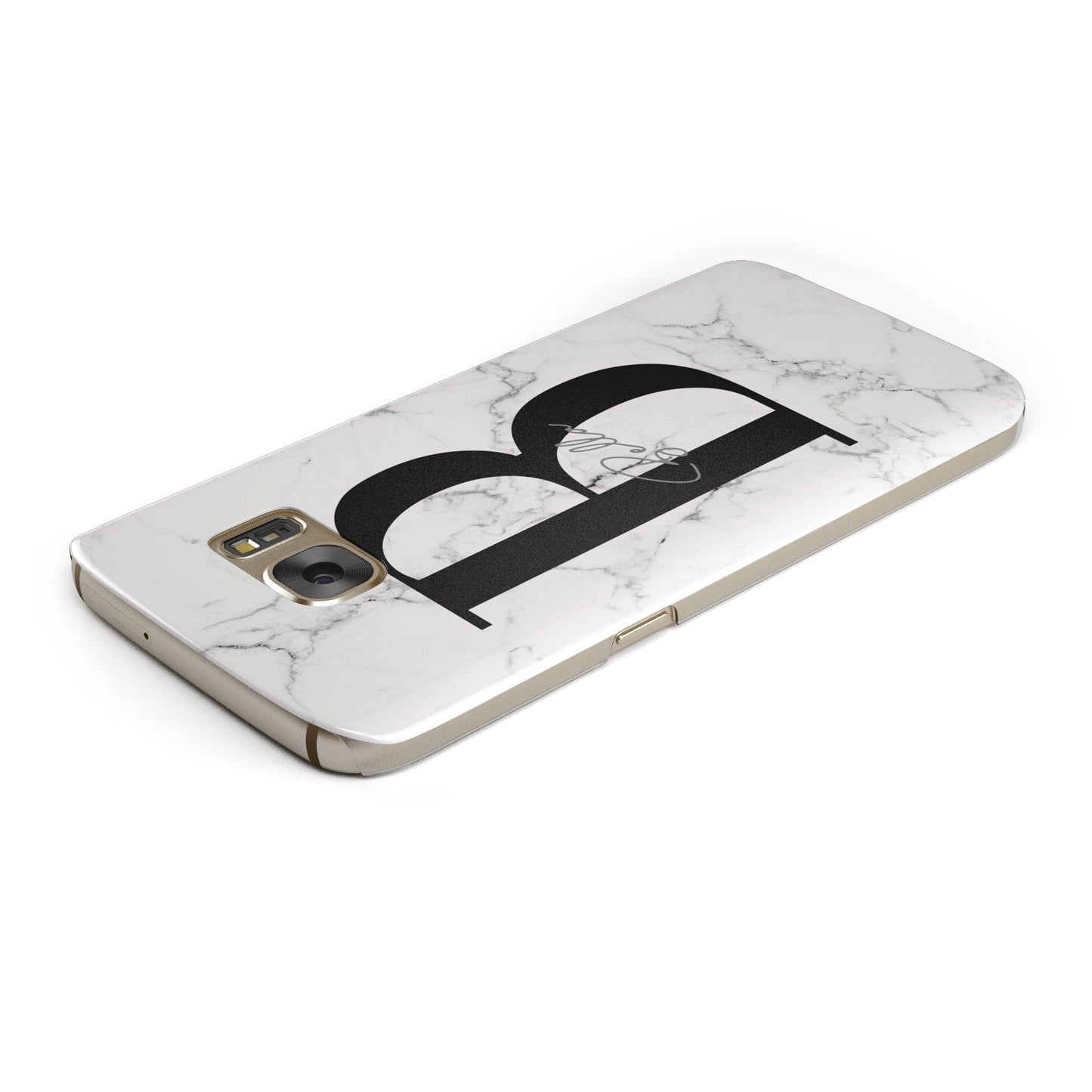 Monogrammed White Marble Samsung Galaxy Case Top Cutout