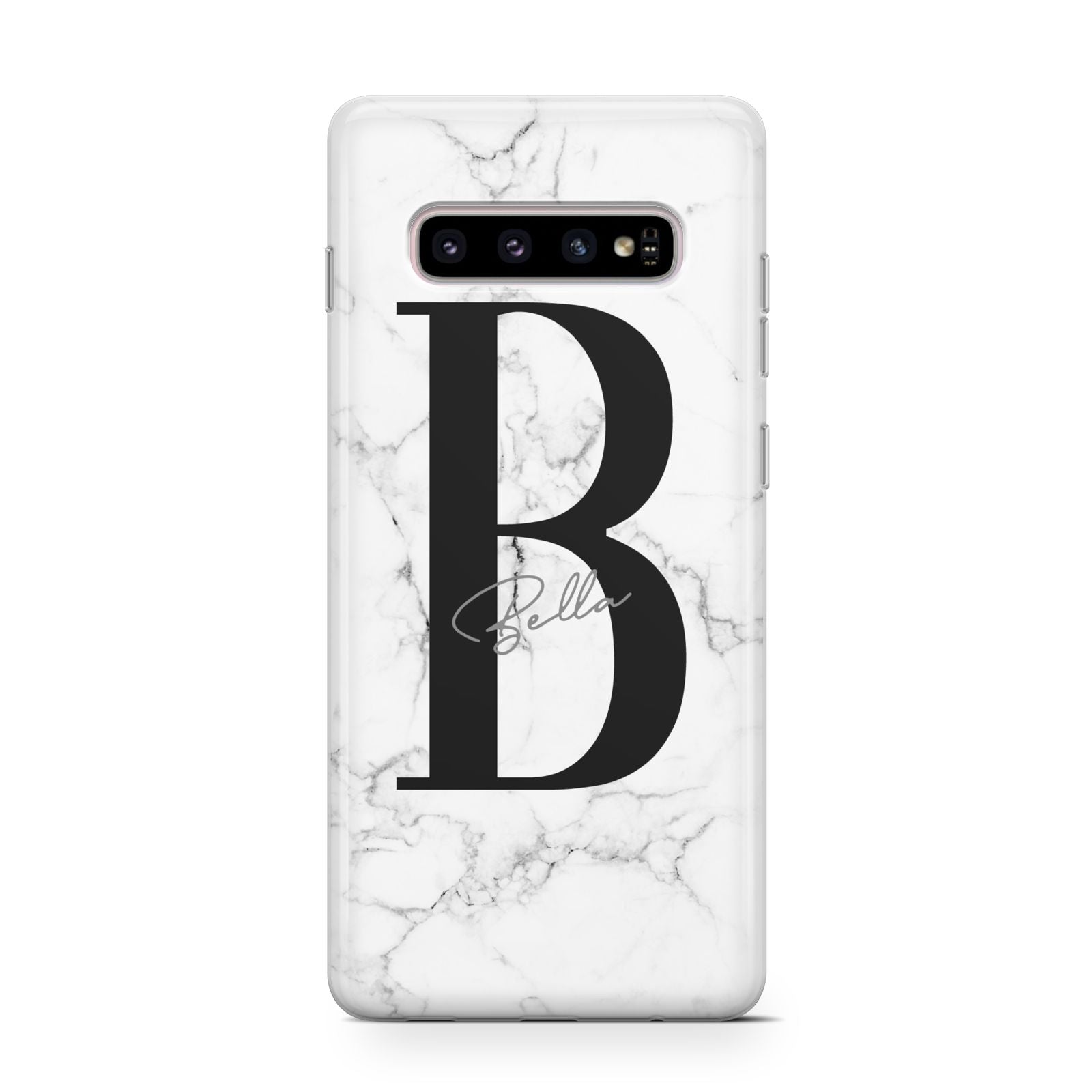 Monogrammed White Marble Samsung Galaxy S10 Case