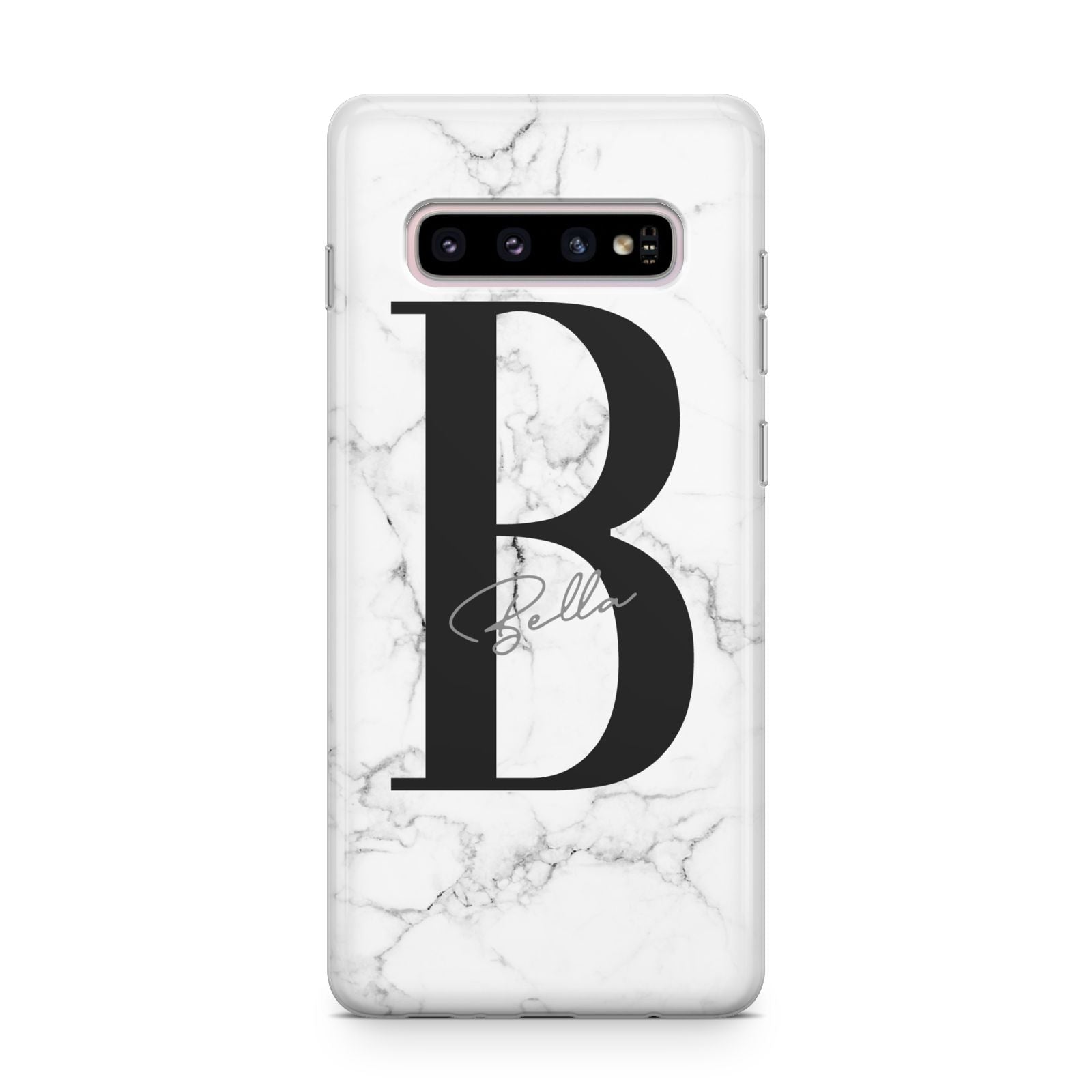Monogrammed White Marble Samsung Galaxy S10 Plus Case