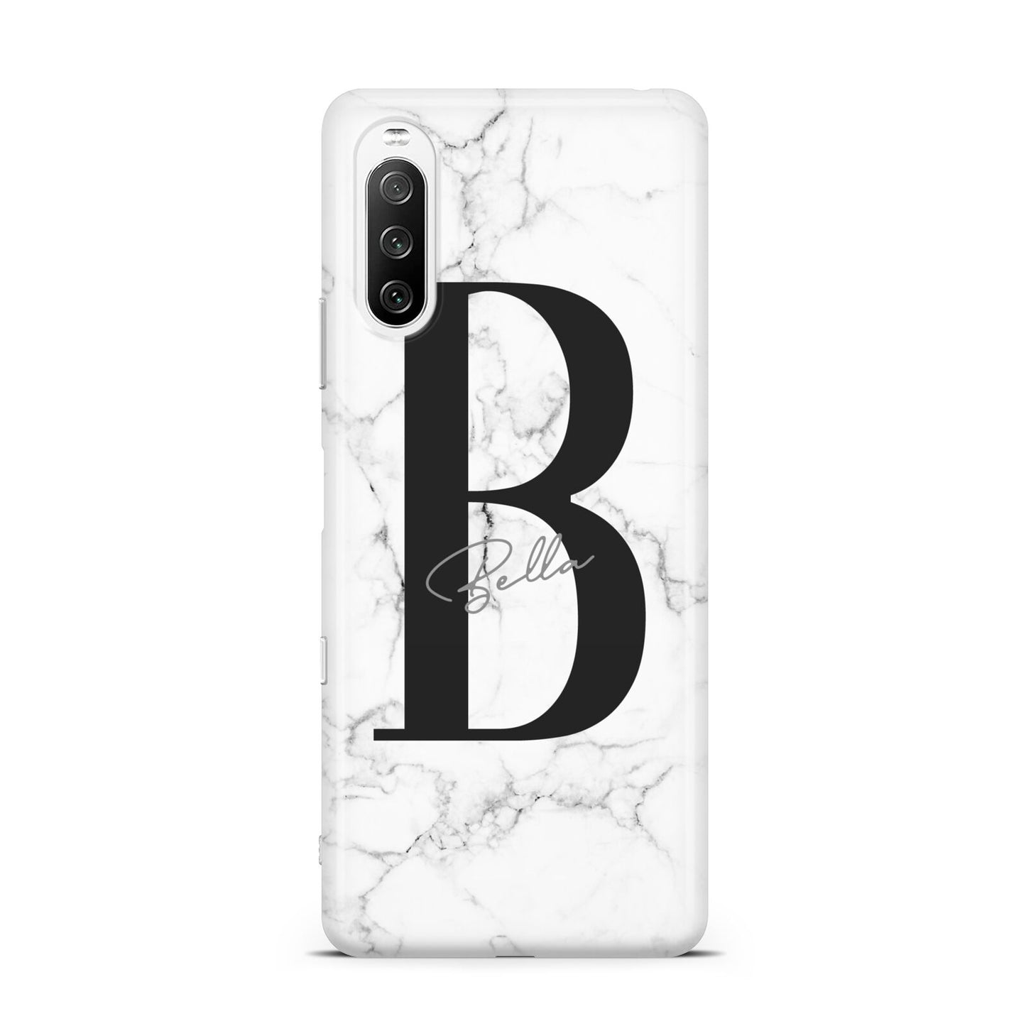 Monogrammed White Marble Sony Xperia 10 III Case