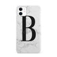 Monogrammed White Marble iPhone 11 3D Snap Case