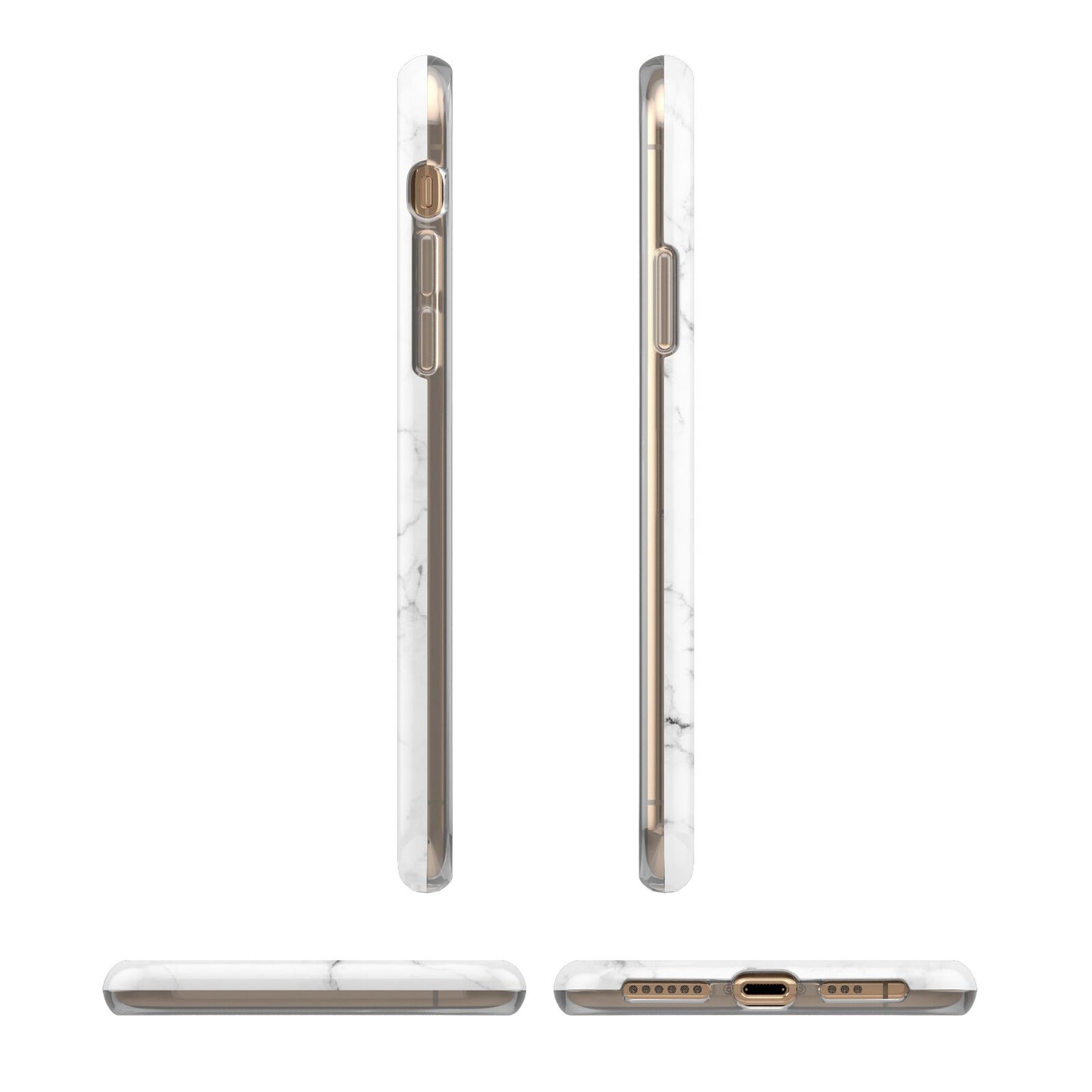 Monogrammed White Marble iPhone 11 3D Tough Case Angle Images