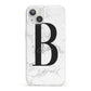 Monogrammed White Marble iPhone 13 Clear Bumper Case