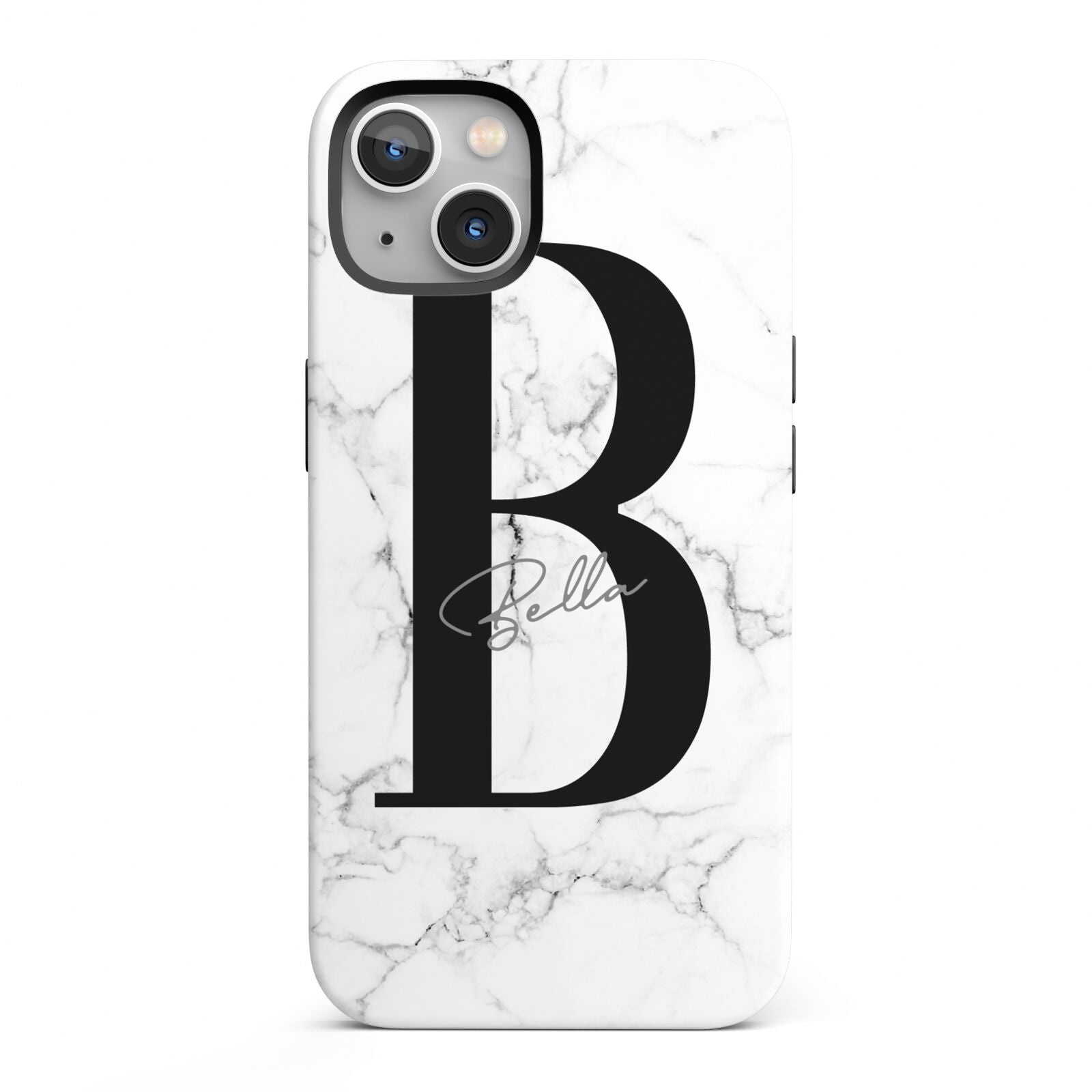 Monogrammed White Marble iPhone 13 Full Wrap 3D Tough Case