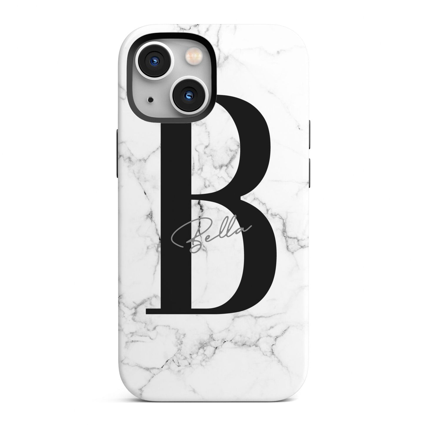 Monogrammed White Marble iPhone 13 Mini Full Wrap 3D Tough Case