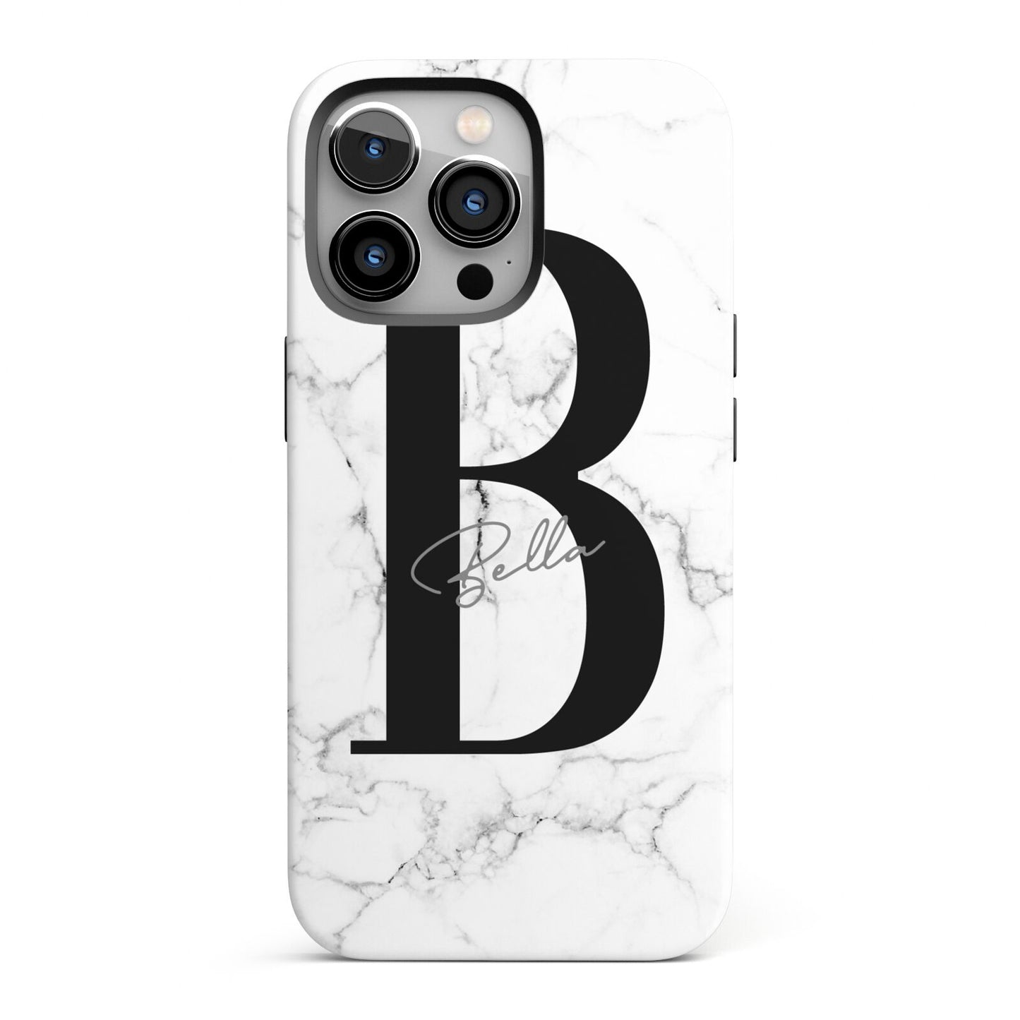 Monogrammed White Marble iPhone 13 Pro Full Wrap 3D Tough Case