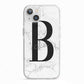Monogrammed White Marble iPhone 13 TPU Impact Case with White Edges