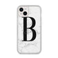 Monogrammed White Marble iPhone 14 Plus Glitter Tough Case Starlight
