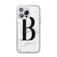 Monogrammed White Marble iPhone 14 Pro Max Clear Tough Case Silver