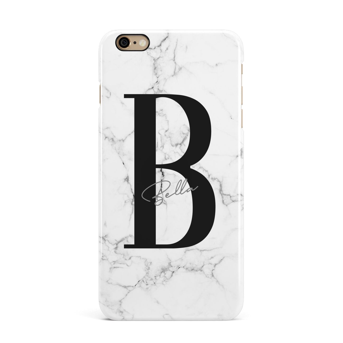 Monogrammed White Marble iPhone 6 Plus 3D Snap Case on Gold Phone
